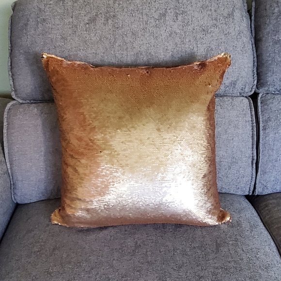 Two Indigo Accent Pillow Covers Rose Gold Sequins - Picture 1 of 8